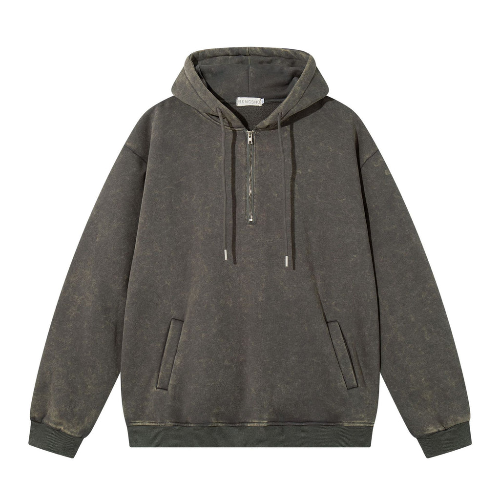 Hoodie with half open collar