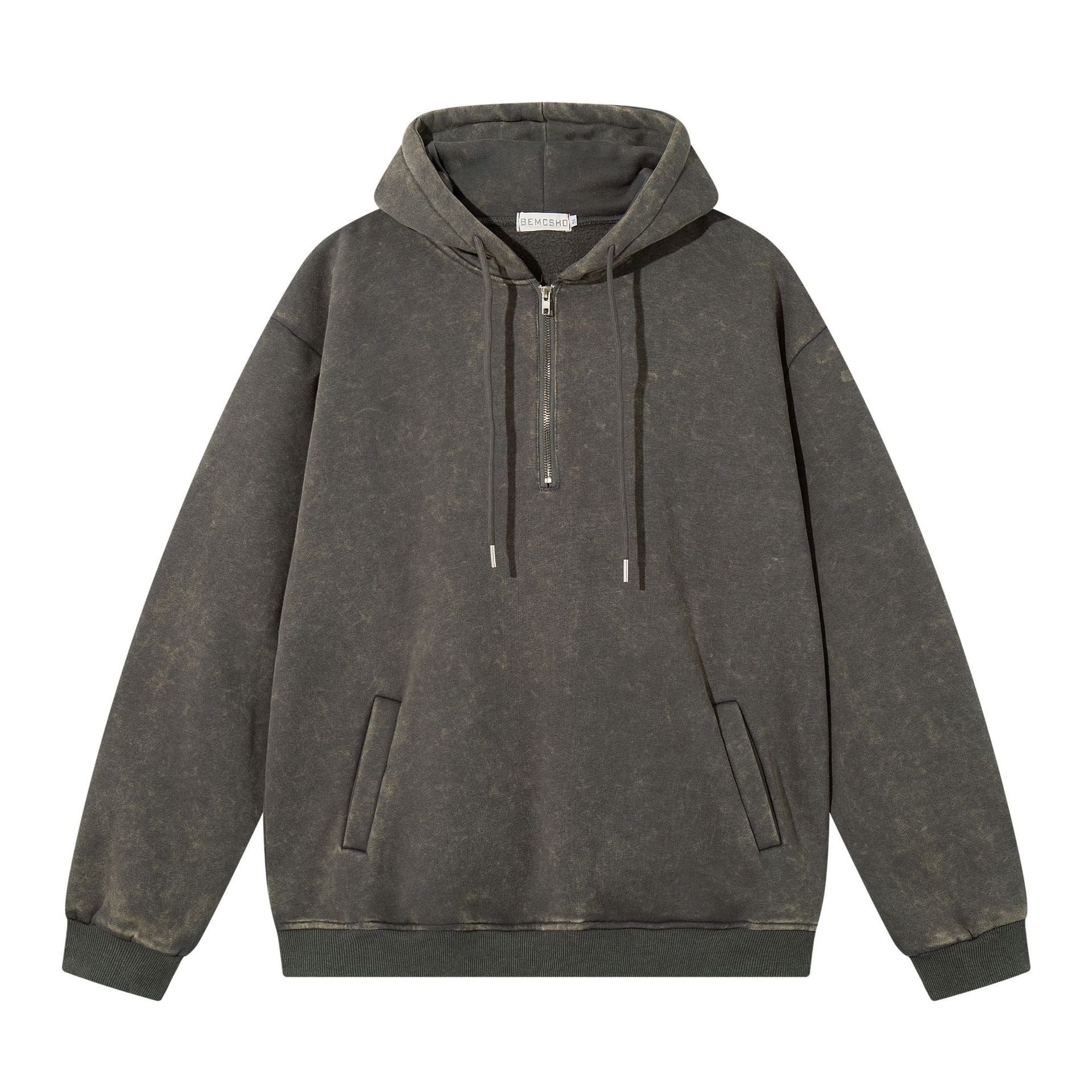 Hoodie with half open collar