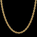 Long Chain Necklace 3MM 18Ct Gold Plated Stainless Steel 30” Inch Twisted Rope