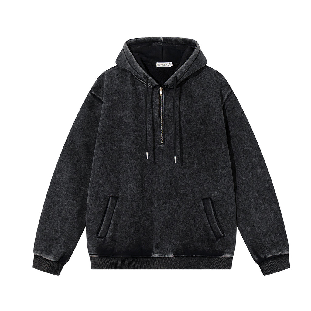 Hoodie with half open collar