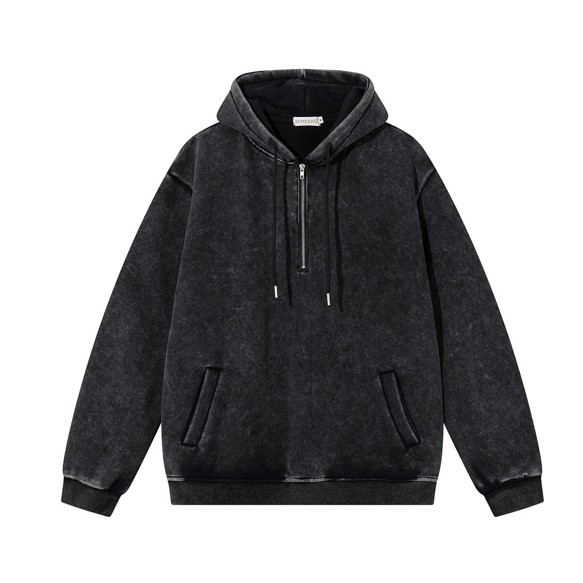 Hoodie with half open collar