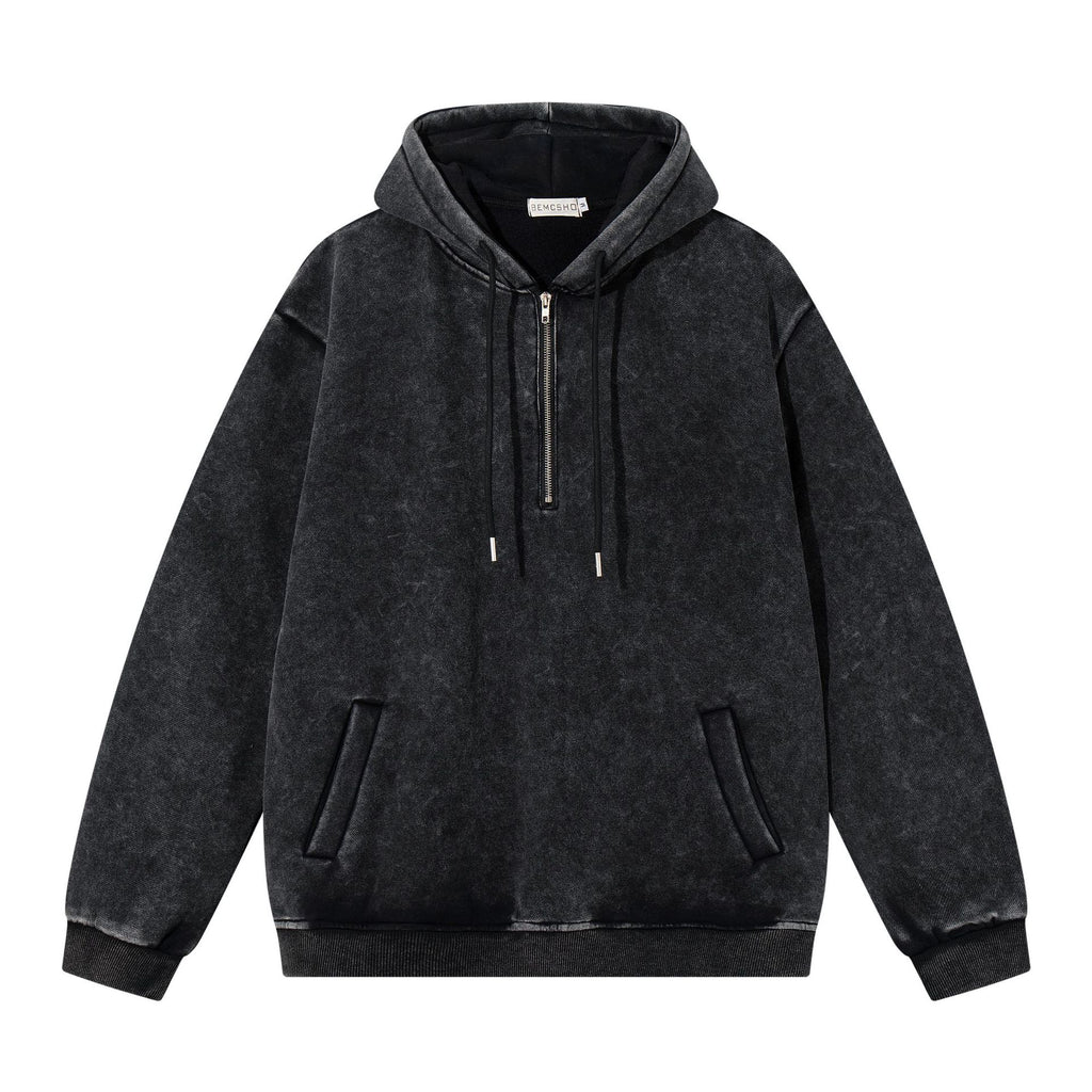 Hoodie with half open collar