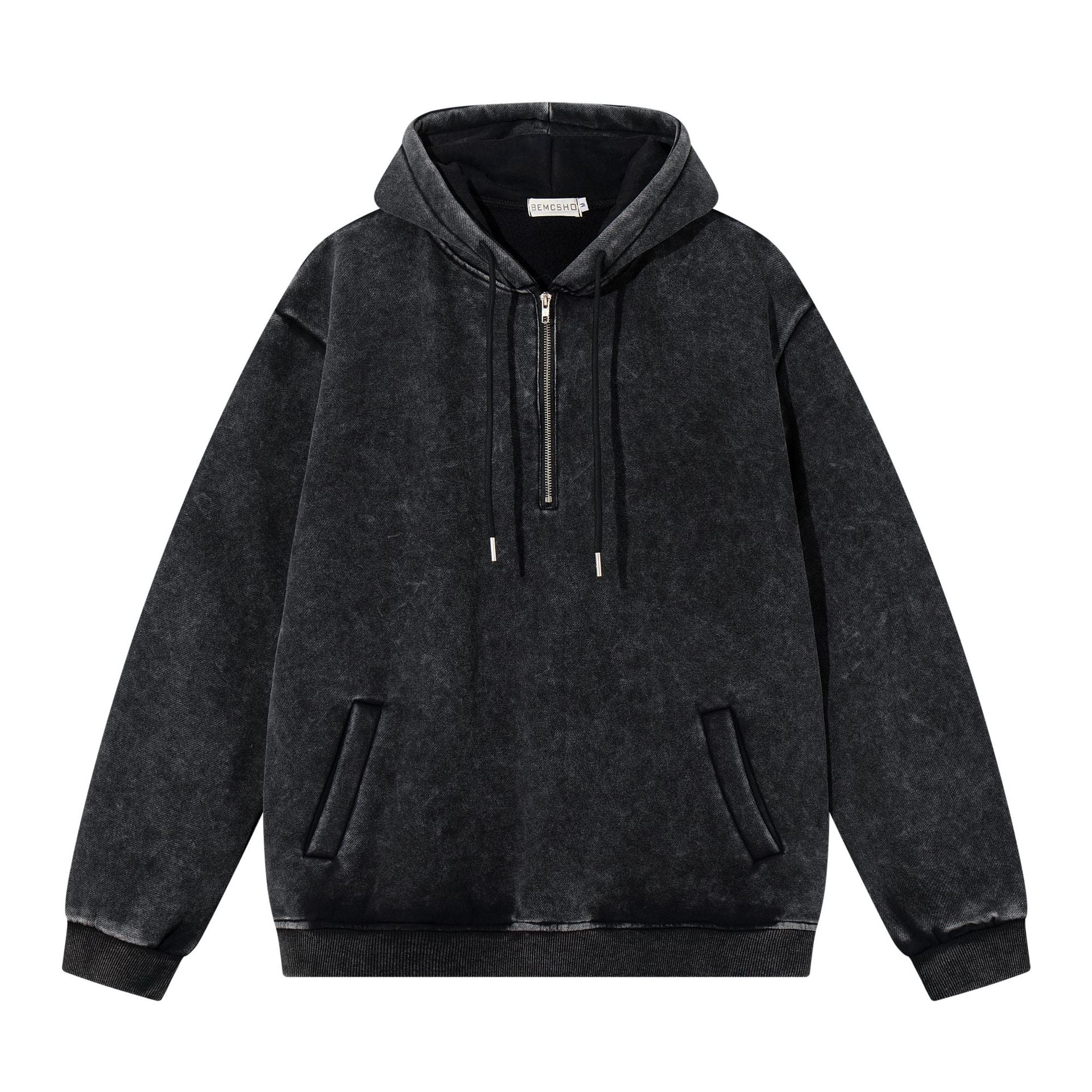 Hoodie with half open collar