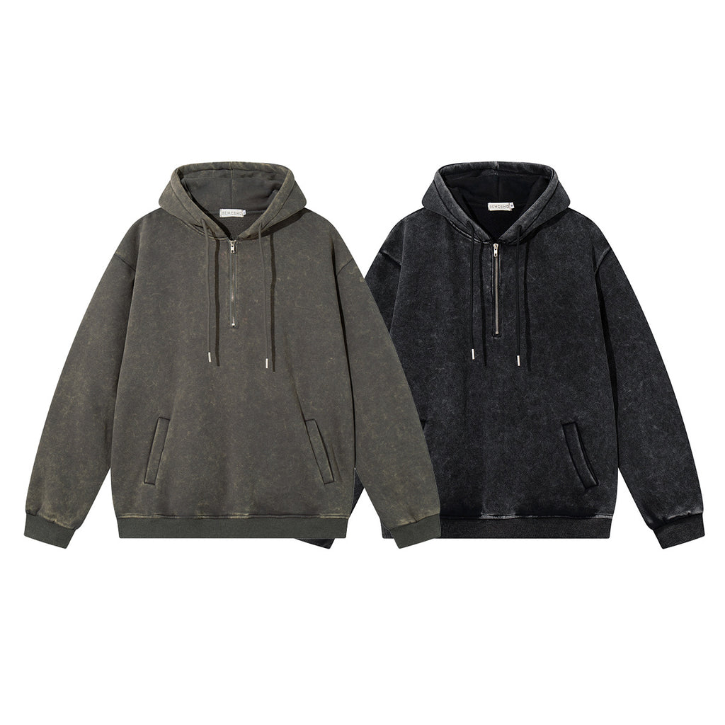 Hoodie with half open collar