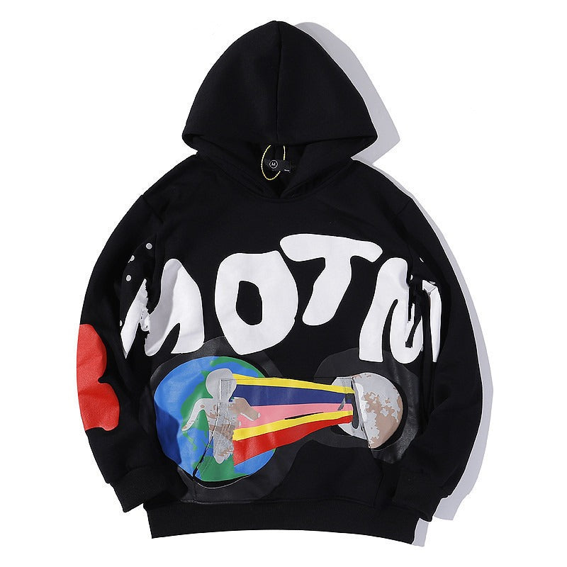 Men's and women's hip-hop graffiti letters Hoodie hoodie loose hoodie