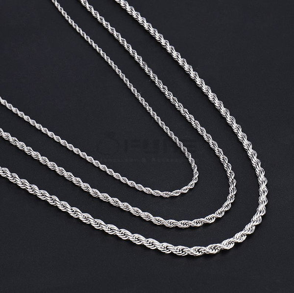 Women Men Gold Silver Twisted Rope Hip Hop Stainless Steel Long Chain Necklace