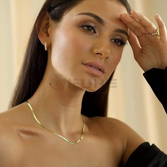 18ct Gold Plated Snake Chain Necklacegbone Chain Necklace 20"