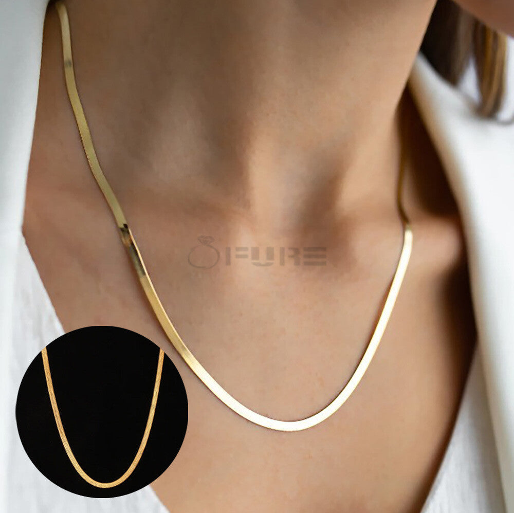 18ct Gold Plated Snake Chain Necklacene Chain Necklace 20"