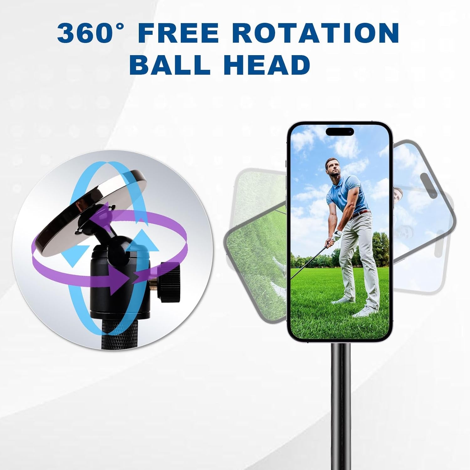 Golf Tripod & Monopod, Magnetic Swing Phone Holder 54" Adjustable Aluminum, Swing Training Aid Compatible with Magsafe Iphone Android Phones Camera Gopro