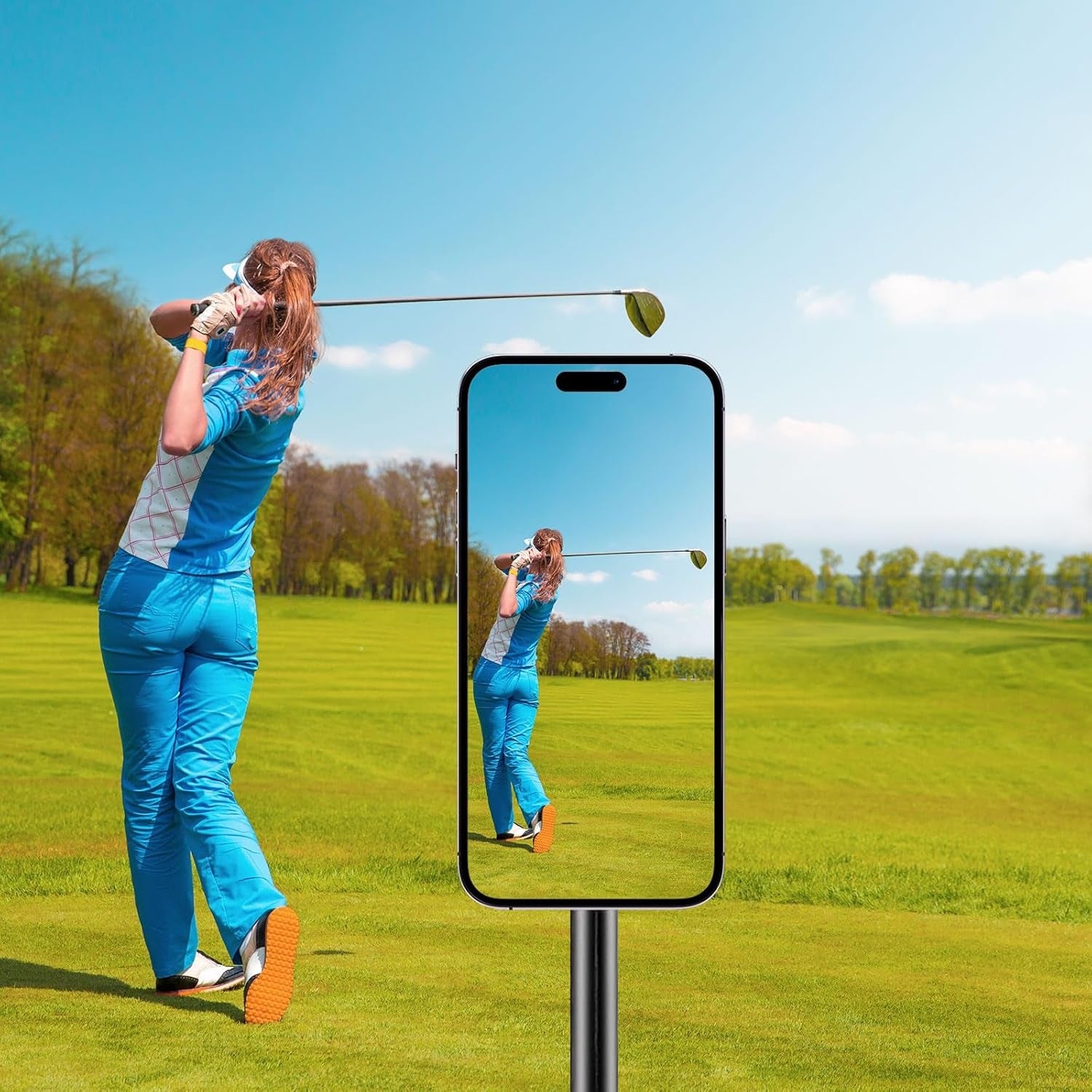Golf Tripod & Monopod, Magnetic Swing Phone Holder 54" Adjustable Aluminum, Swing Training Aid Compatible with Magsafe Iphone Android Phones Camera Gopro