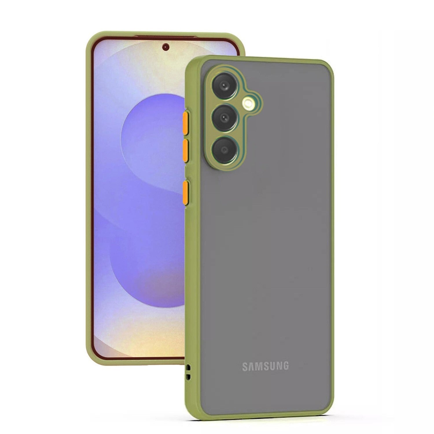 Comparison of Armor Phone Case for Samsung showing air cushion shock absorption and lens protection features.