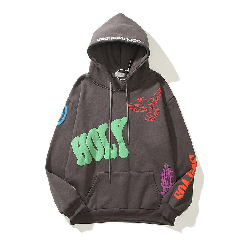 Men's and women's hip-hop graffiti letters Hoodie hoodie loose hoodie