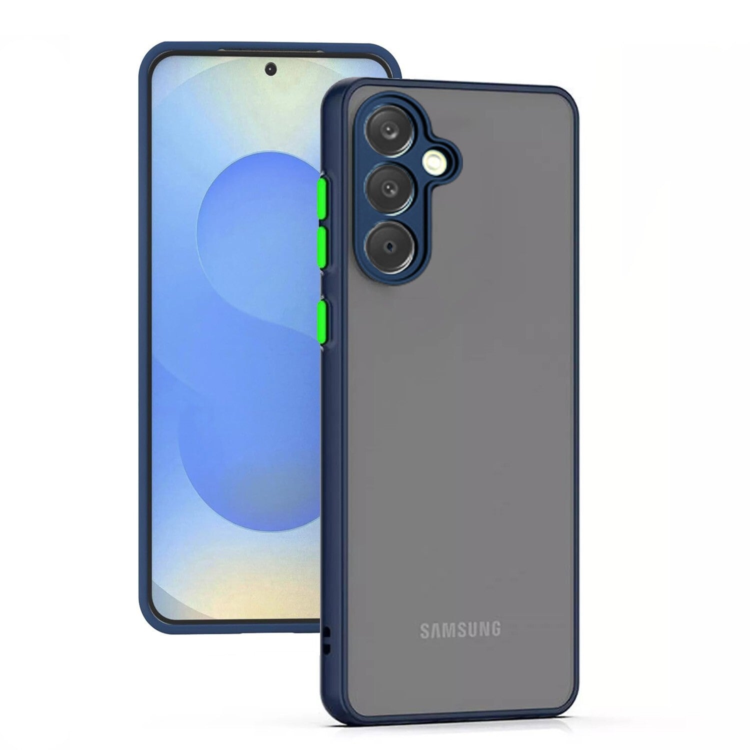 Comparison of Armor Phone Case for Samsung showing air cushion shock absorption and lens protection features.