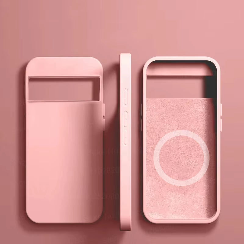 Luxury Liquid Silicone Magnetic Case for Google Pixel 8 7 6 Pro for Magsafe Cases Wireless Charge Bumper Cover Phone Accessories