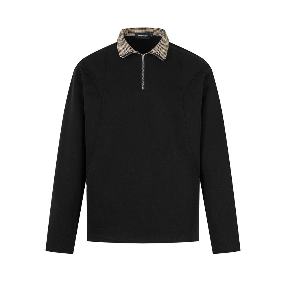 Half zip lapel hoodie