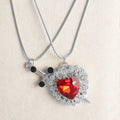 2Pcs Can Be Assembled Heart and Sword Zircon Pendant Necklace for Women Men Couple Silver Gold Plated Choker Chain Jewelry