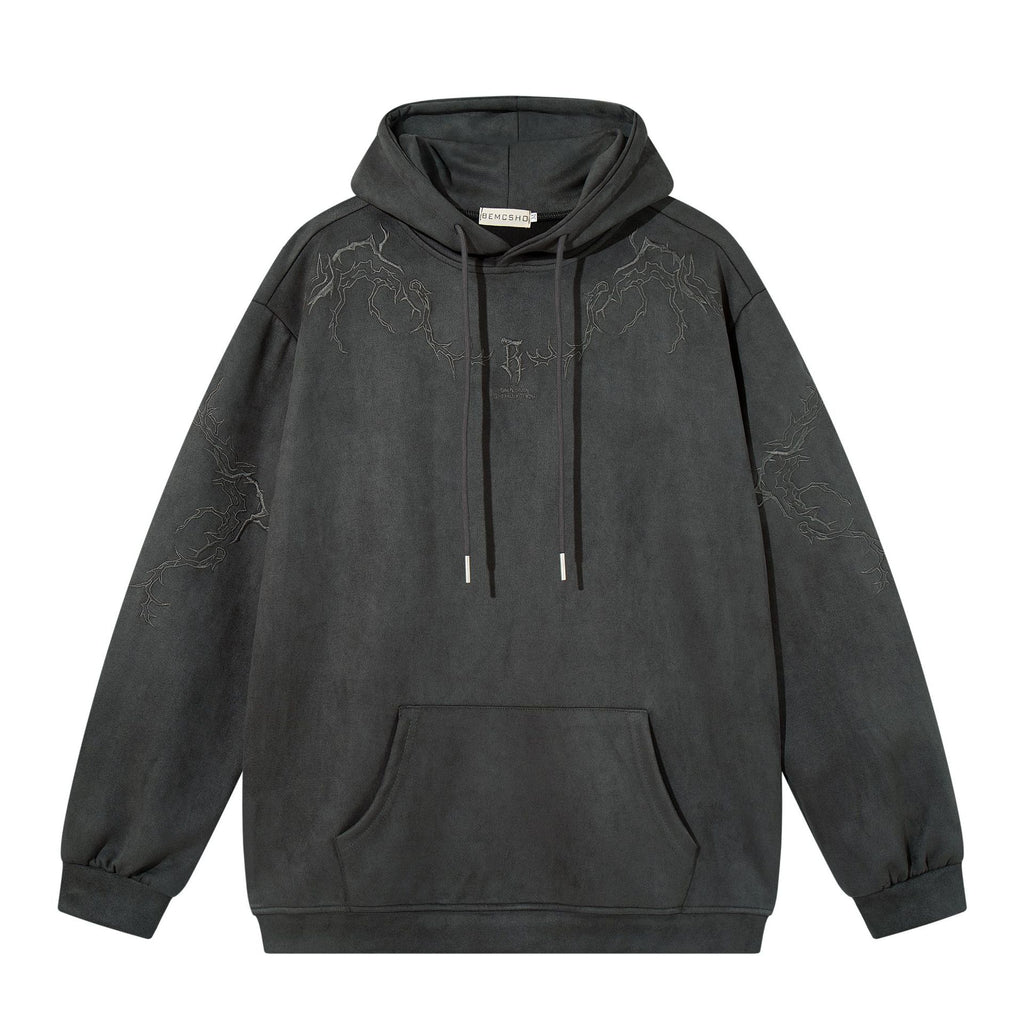Thorn Embroidered Suede Hoodie