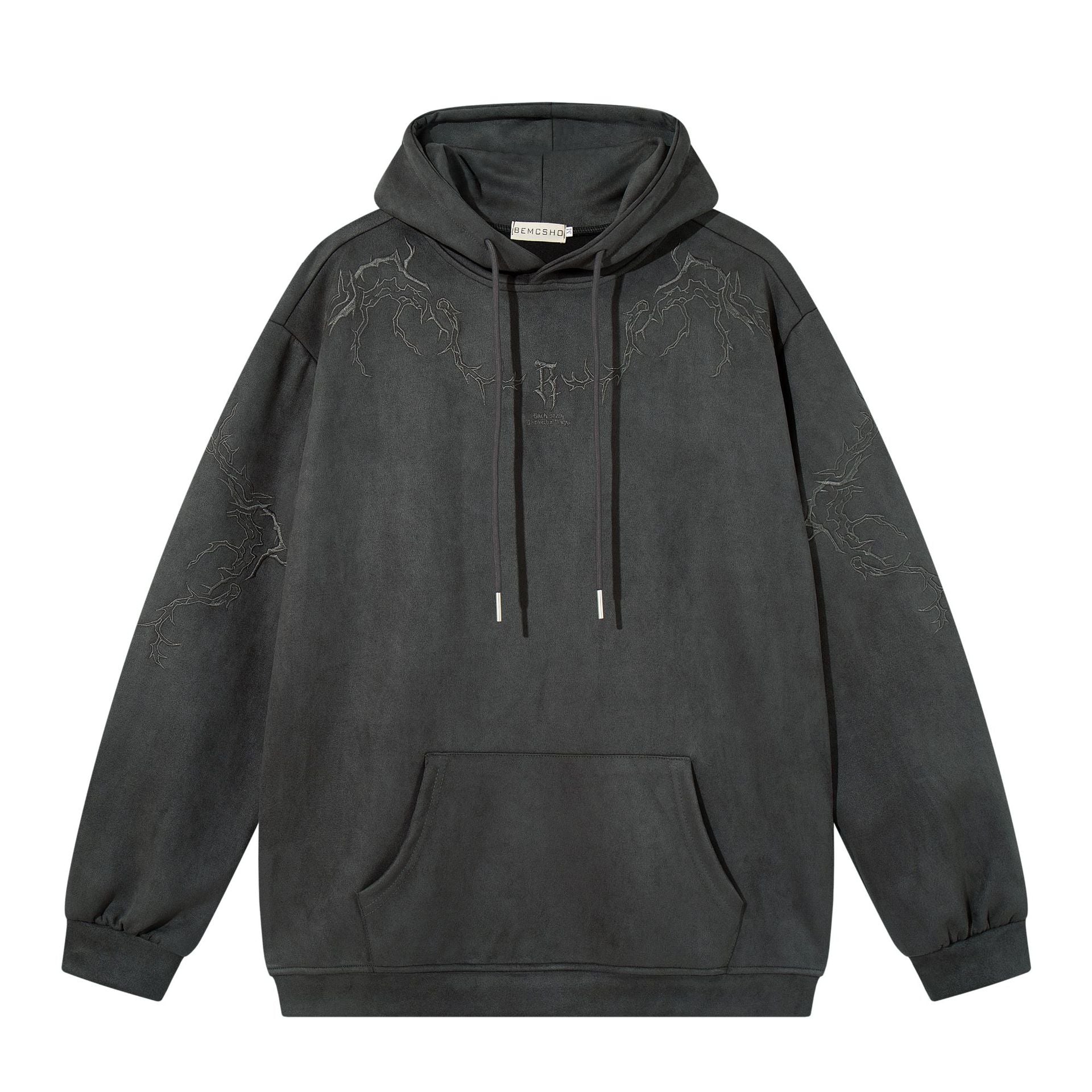 Thorn Embroidered Suede Hoodie