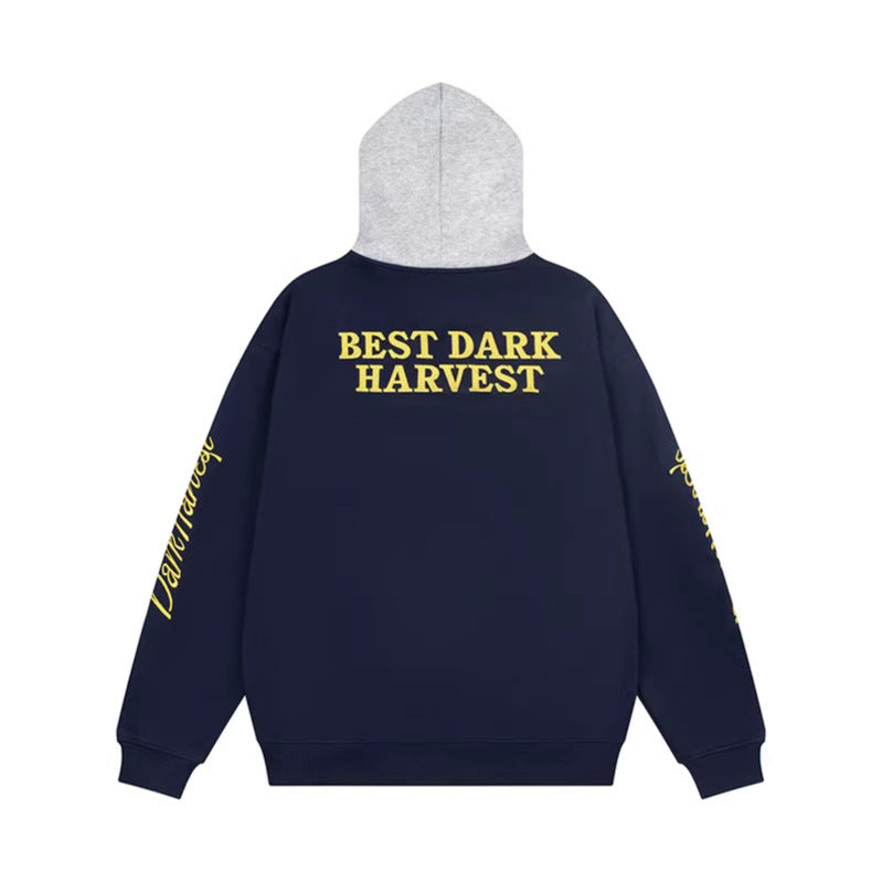 Letter Embroidery Hoodie Loose Pullover Fleece Hoodie