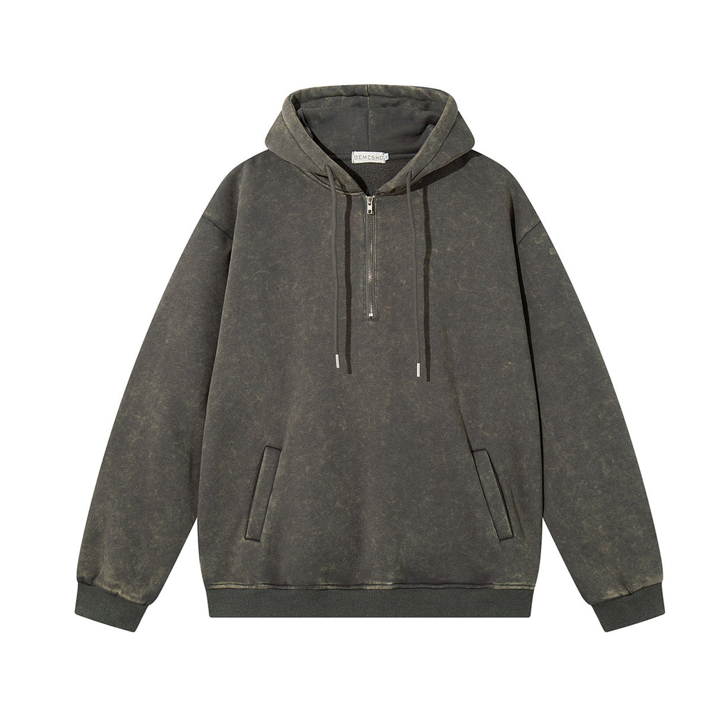 Hoodie with half open collar