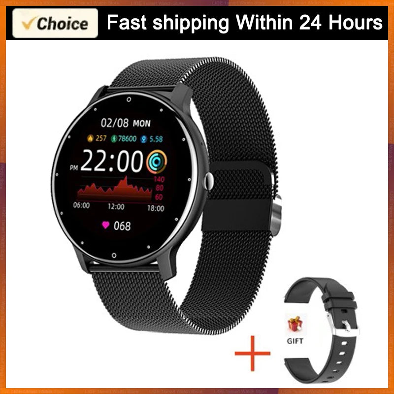 Smart Watch for Android and iOS – Waterproof Fitness Tracker with sleek design and additional strap.