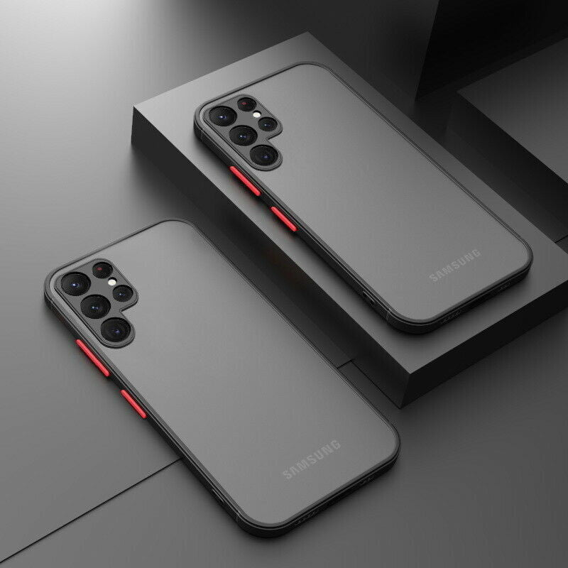 Comparison of Armor Phone Case for Samsung showing air cushion shock absorption and lens protection features.